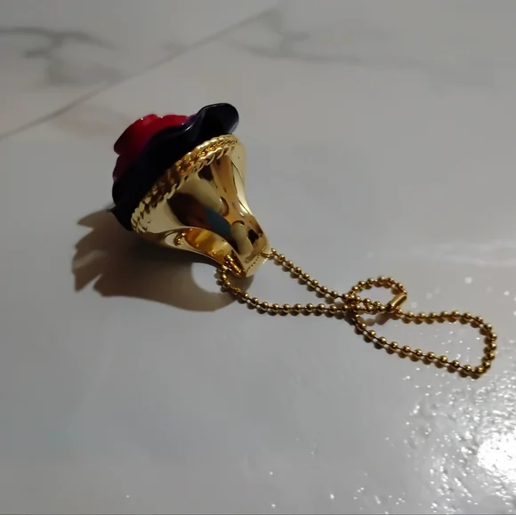 Vintage Lo La By Marc Jacobs Solid Perfume Rose Ring Eith Chain - Picture 4 of 6